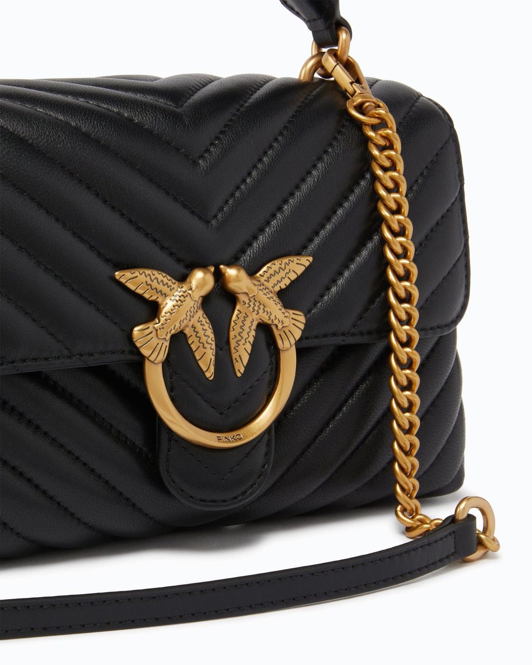 Pinko Black Mini Handbag Lady Love Bag Puff Chevron