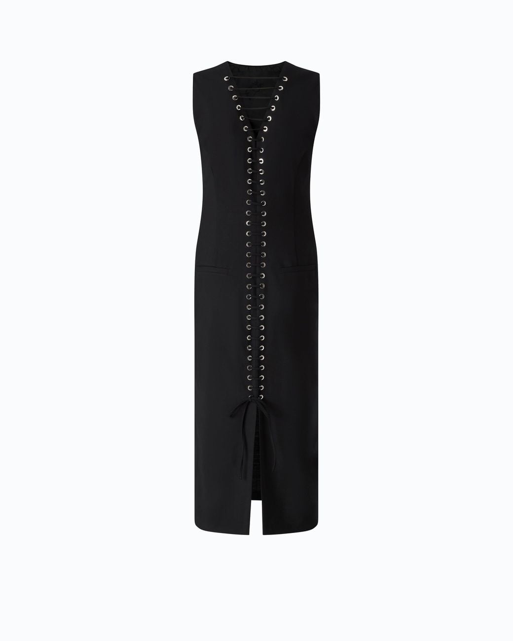 Pinko Black Slim-Fit Midi Dress With Lacing