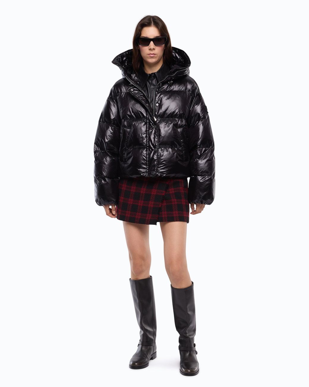Pinko Black Technical Canvas Jacket With Hood