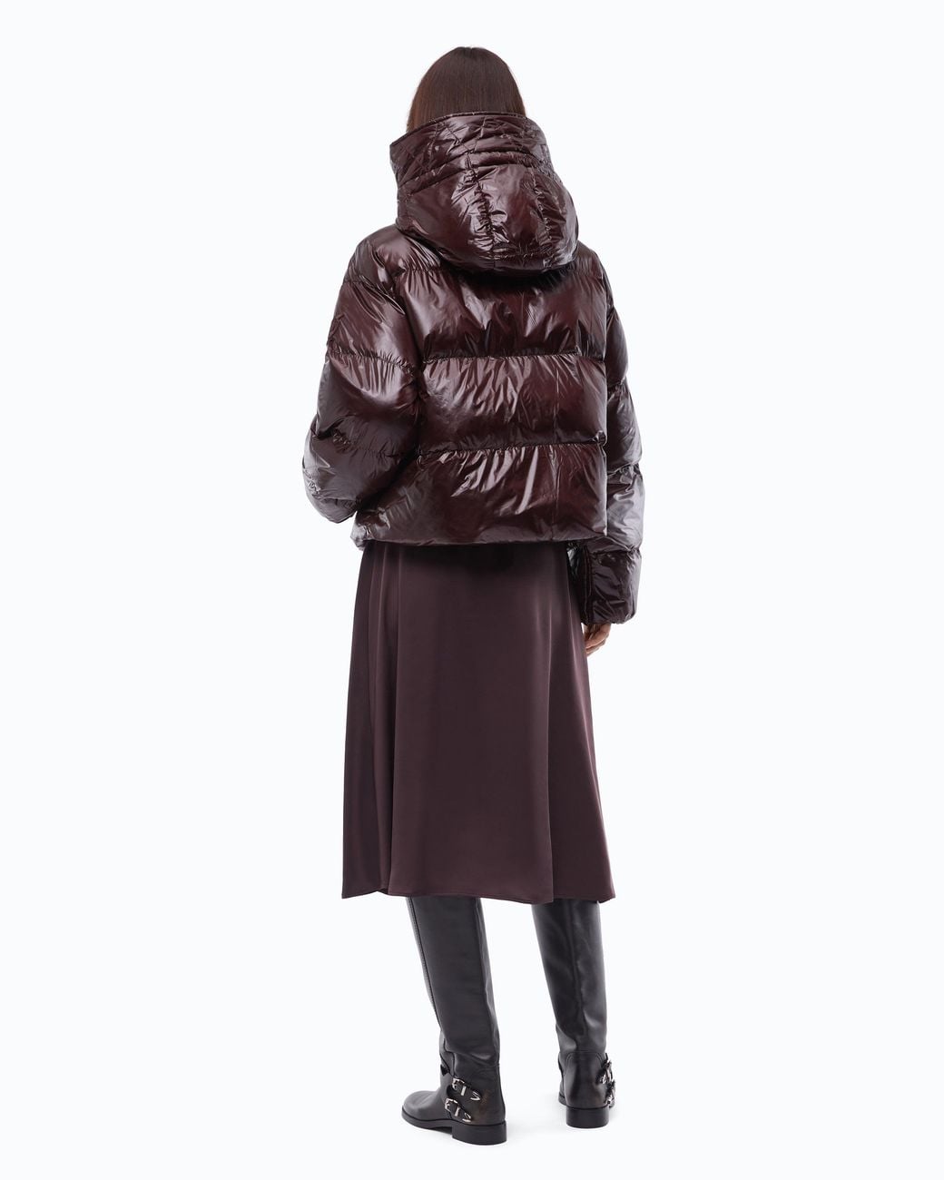 Pinko Brown Technical Canvas Jacket With Hood
