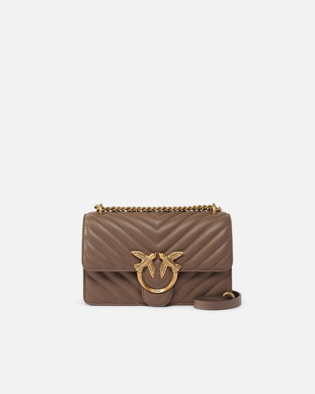 Pinko Brown Small Shoulder Bag Love Bag One Chevron
