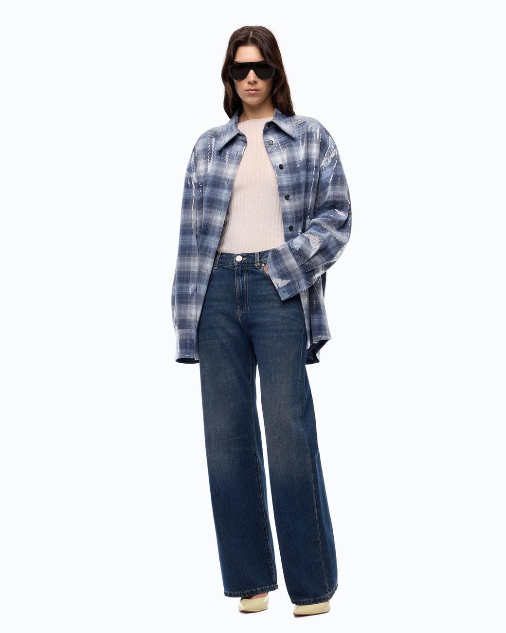 Pinko Blue Wide-Leg Soft Denim Jeans
