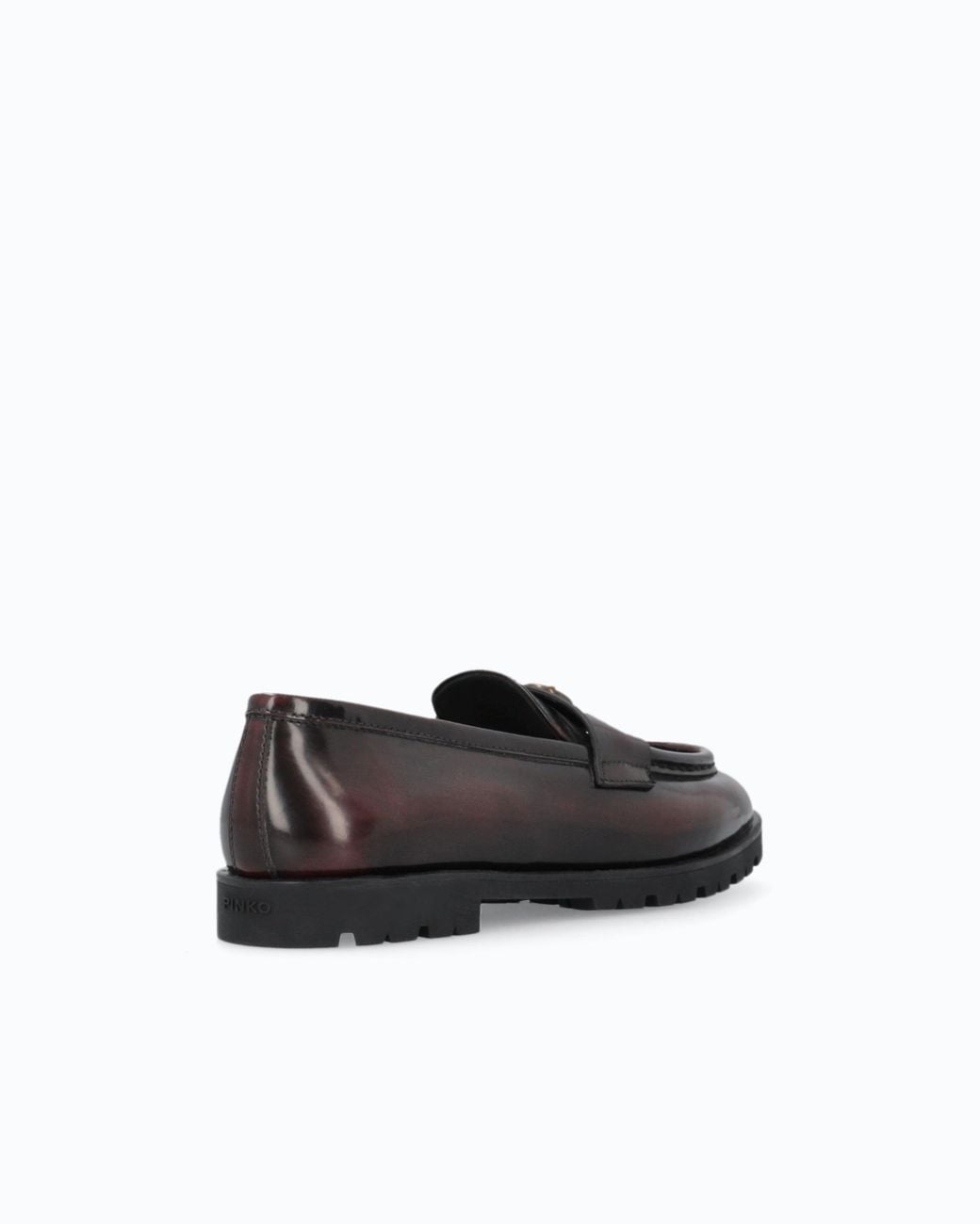 Pinko White Leather Loafers With Logo And Lug Sole