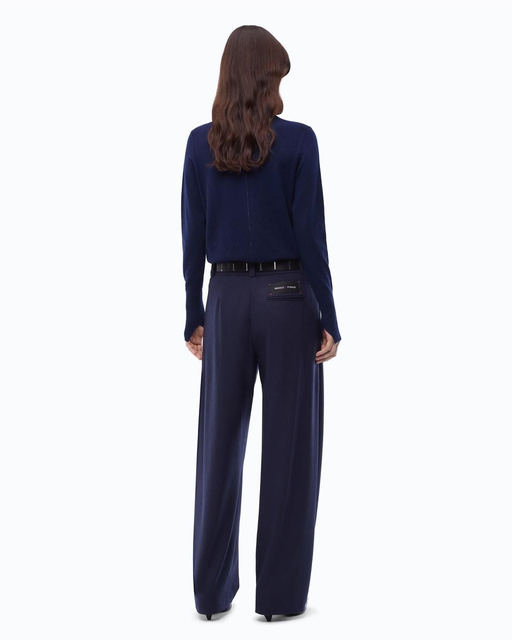 Pinko Blue Wide-Leg Jersey Flannel Trousers