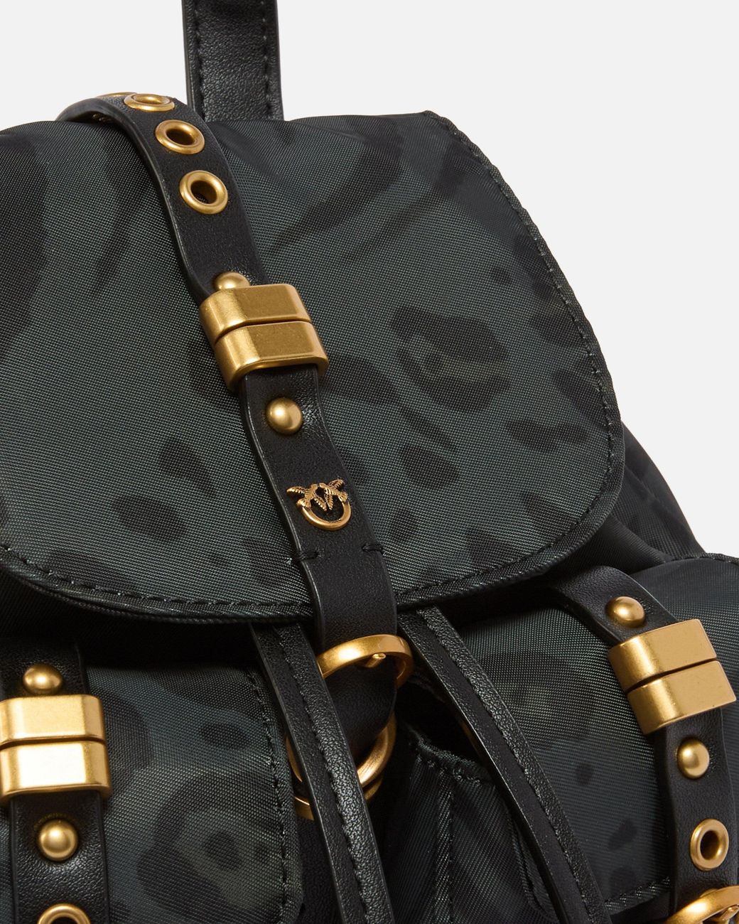 Pinko Black Small Nylon Backpack With Animal Print
