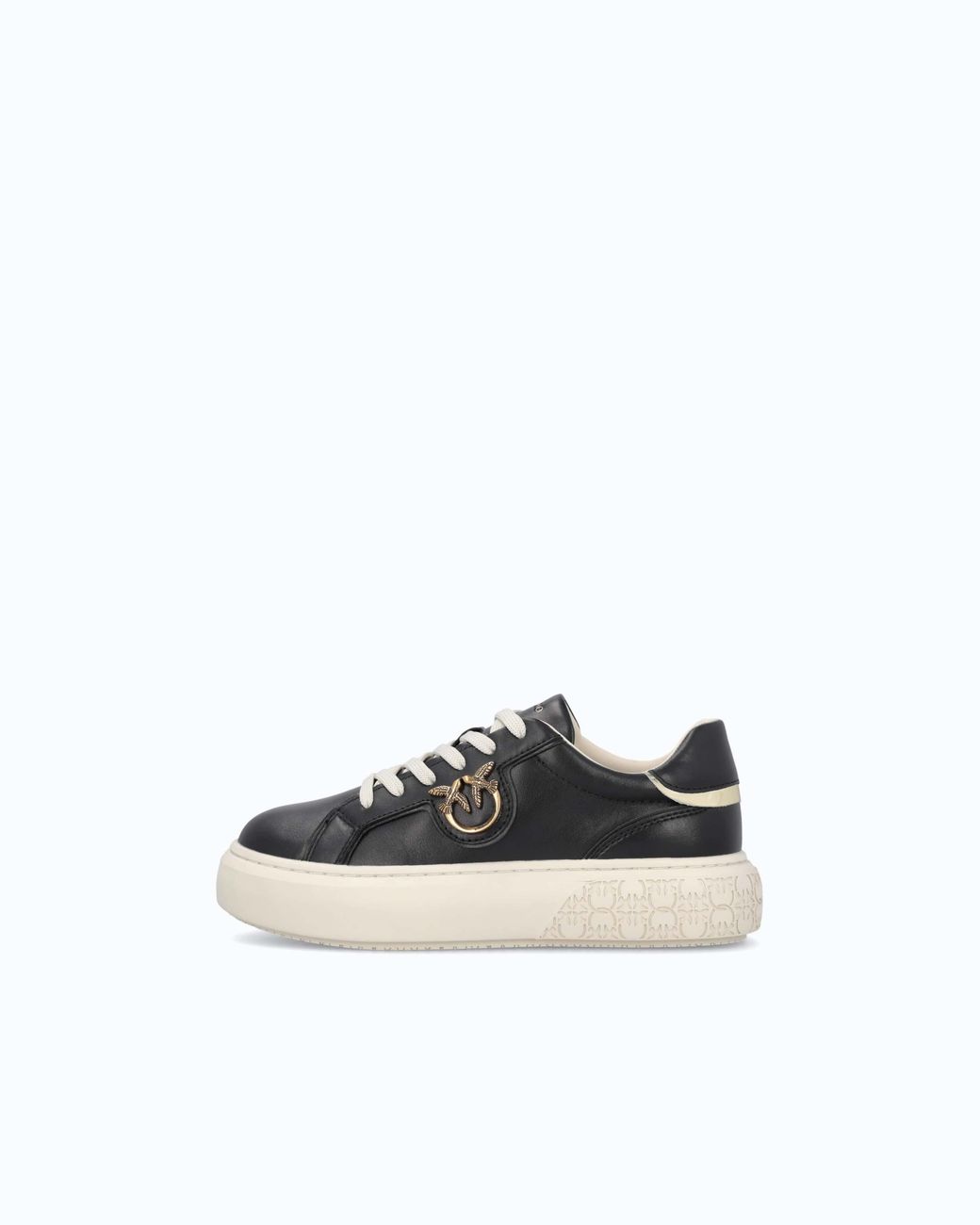 Pinko White High-Soled Flatform Sneakers With Metal Logo