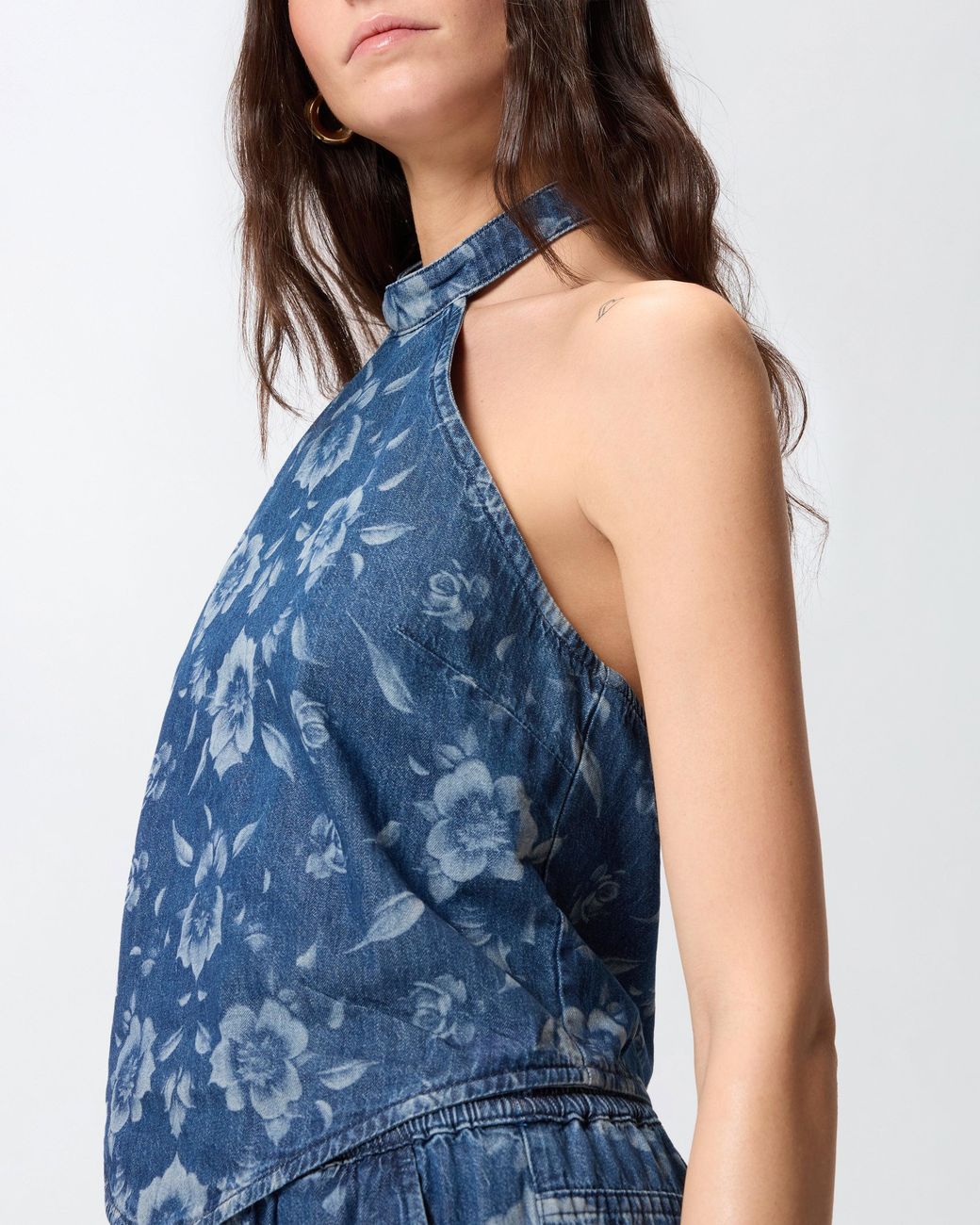 Pinko Blue Floral Denim Top
