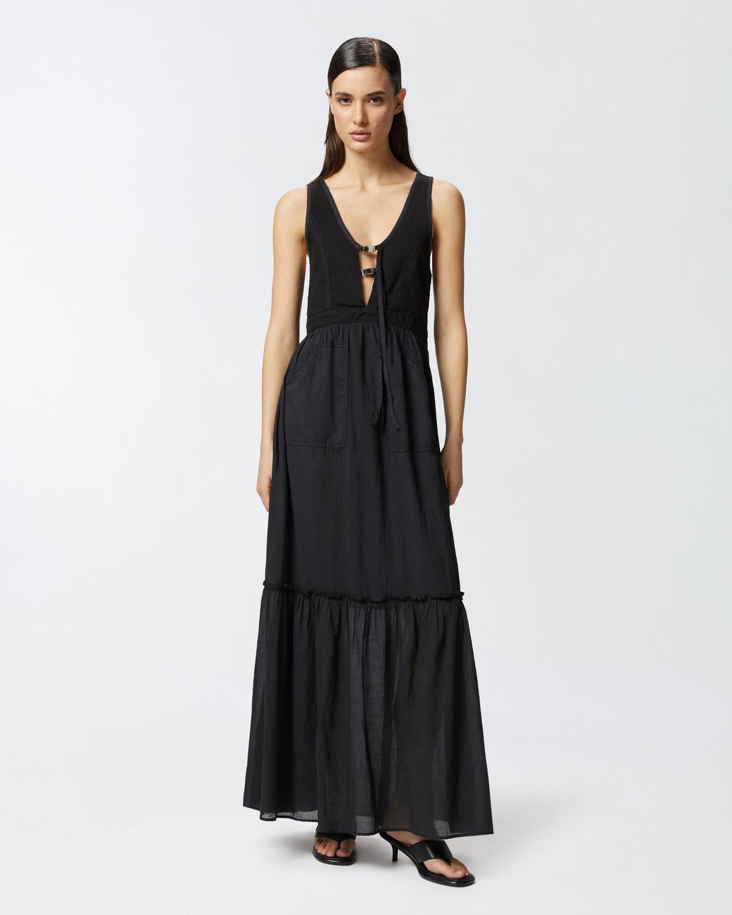 ワンピースその他 PINKO ANDRES LONG COTTON DRESS WITH UTILITY SLEEVELESS VEST Long cotton dress with utility-style vest PINKO → Shop Online