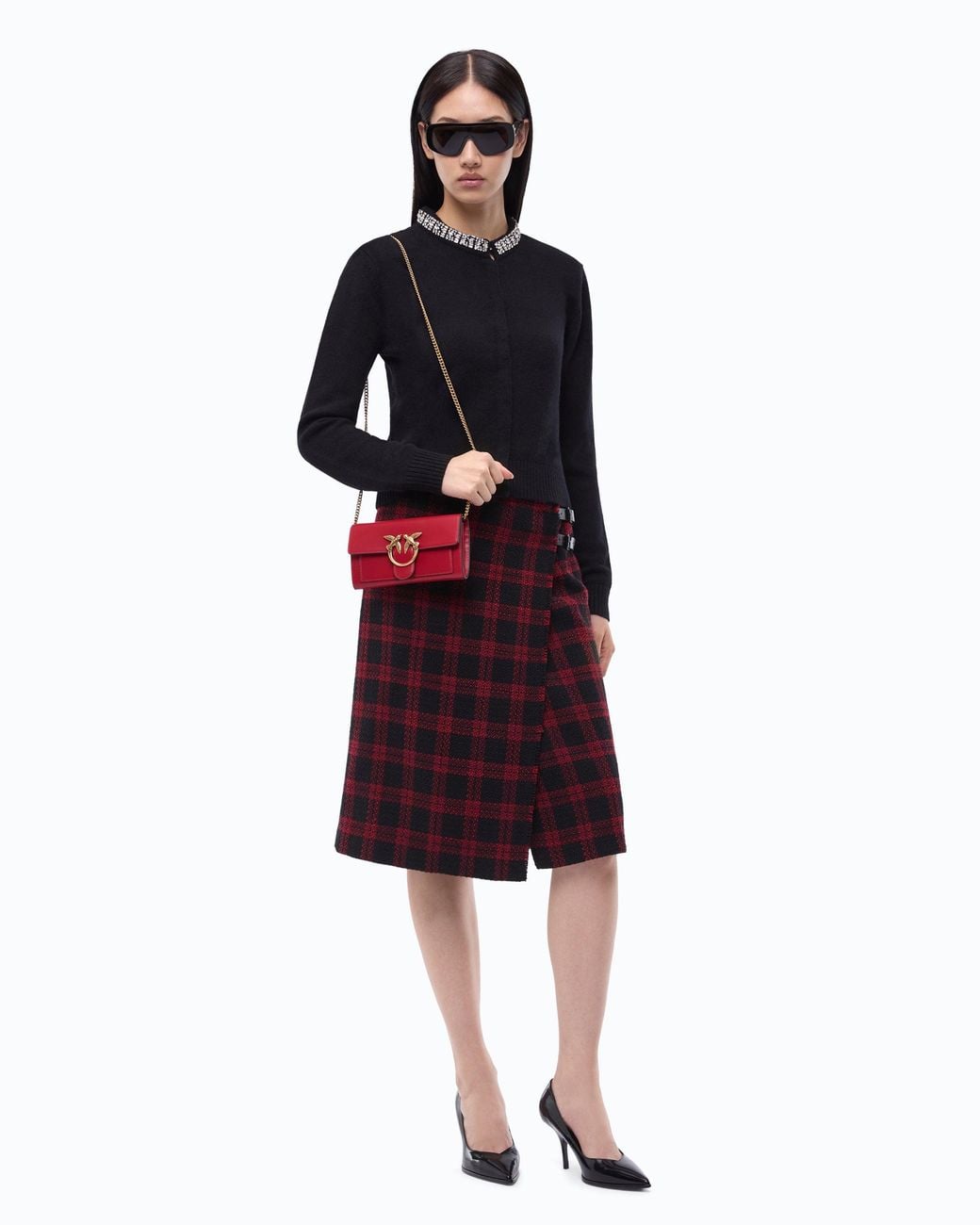 Pinko Black Cardigan With Jewel Collar