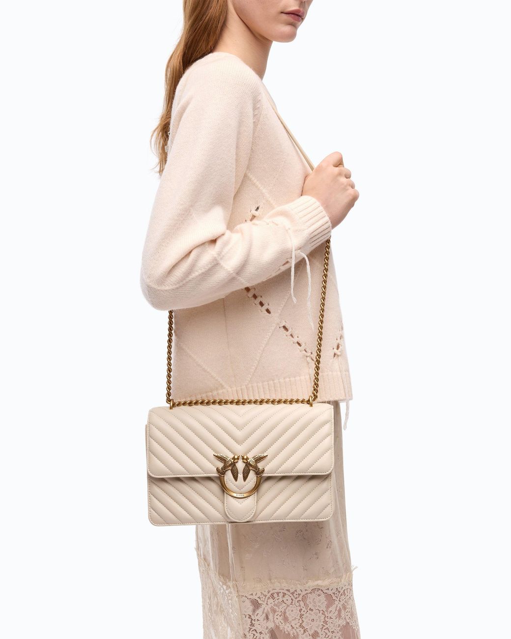 Pinko Natural Classic Love Bag One Chevron