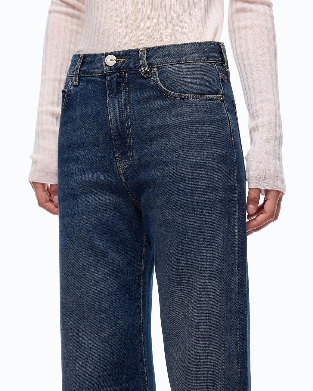 Pinko Blue Wide-Leg Soft Denim Jeans