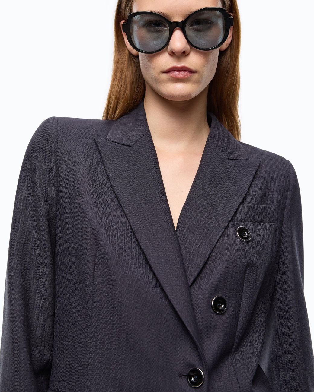 Pinko Blue Double-Breasted Slim-Fit Wool-Blend Jacket