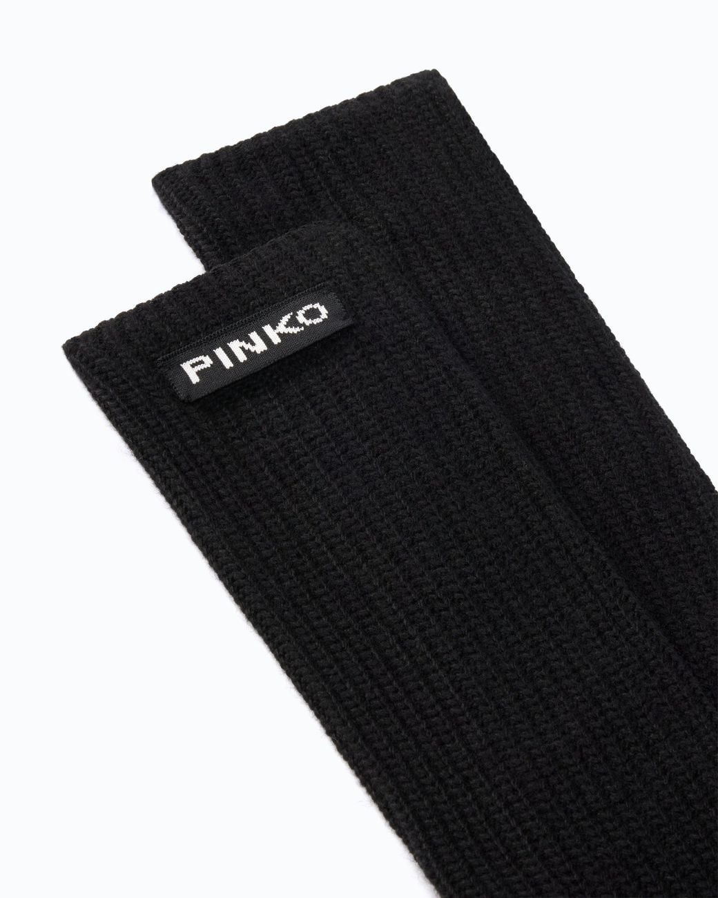 Pinko Black Long Gloves With Logo Lettering