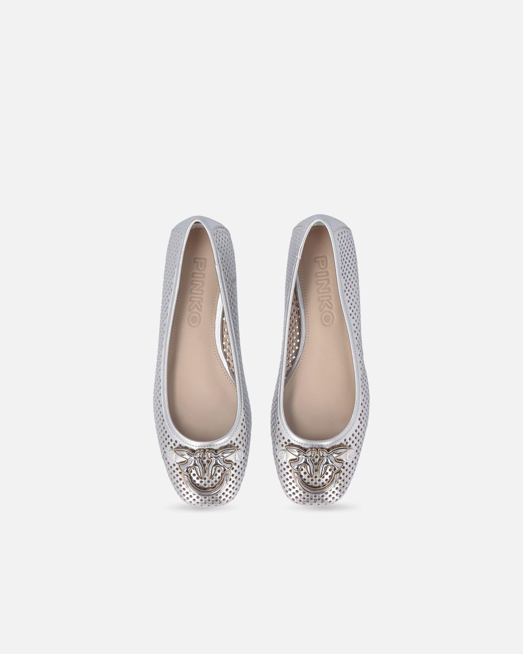 Pinko White Perforated Ballerinas
