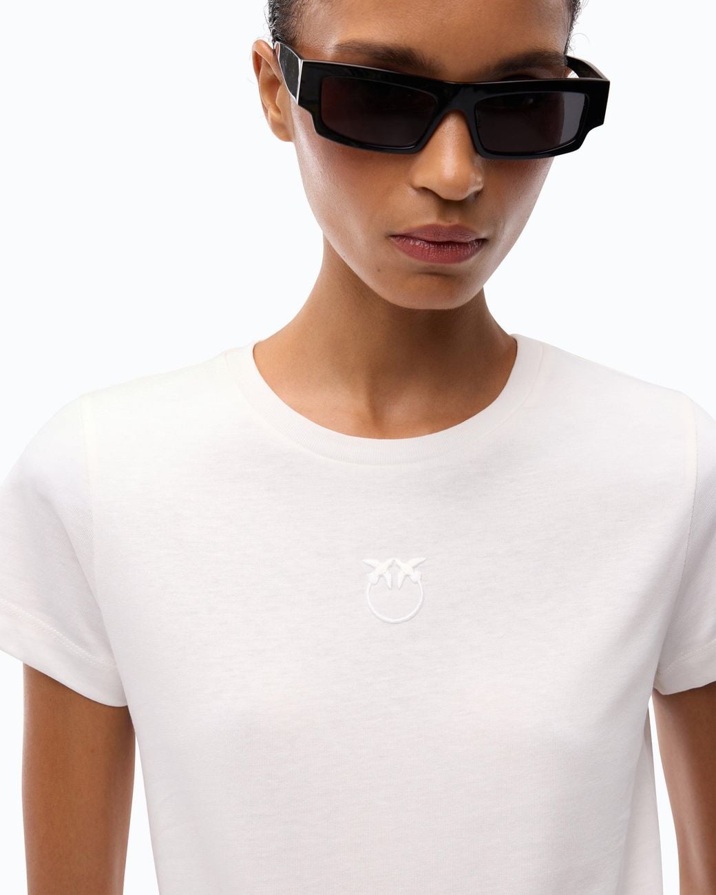 Pinko White T-Shirt With Love Birds Logo