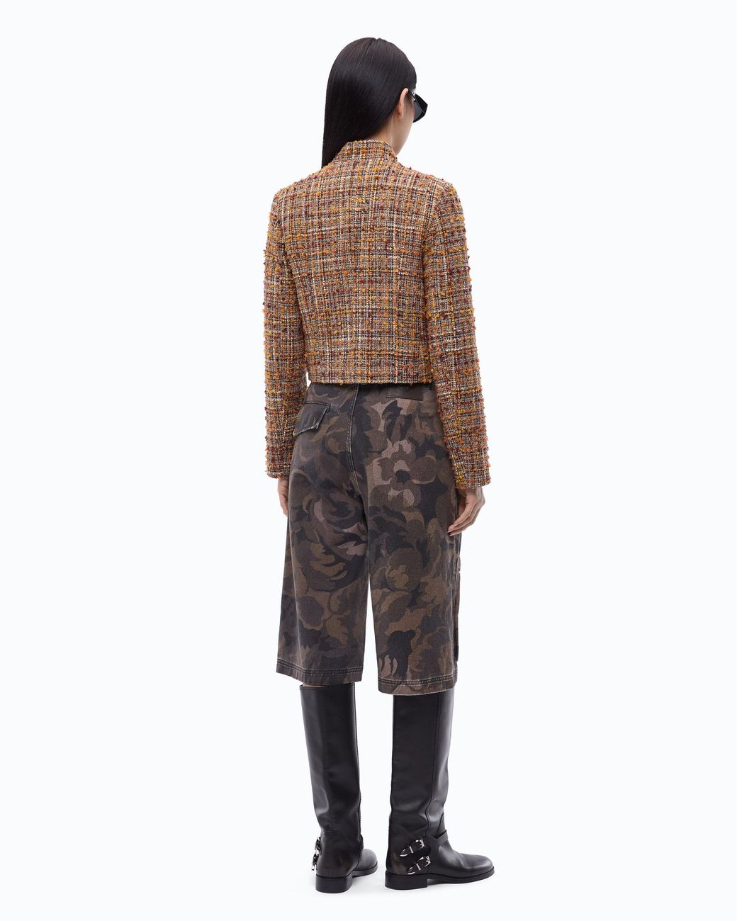 Pinko Brown Bouclé Tweed Jacket With Contrasting Buttons