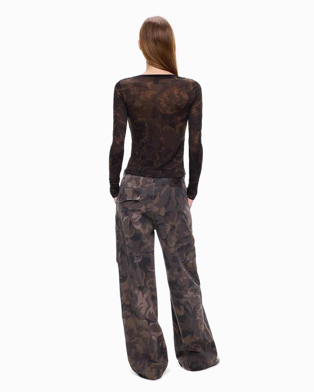 Pinko Black Cardigan With Floral Camouflage Print
