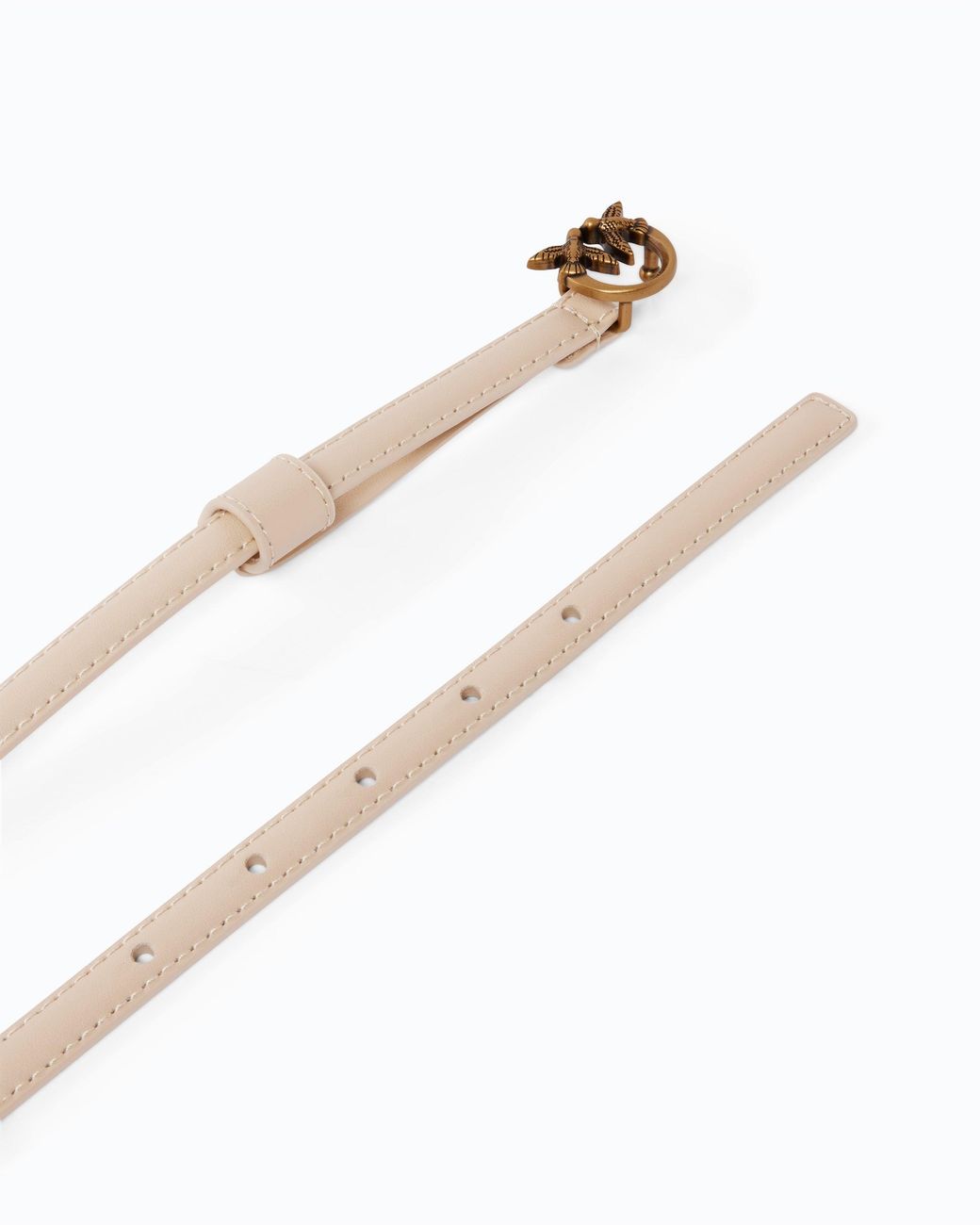 Pinko White Thin Belt With Love Birds Buckle, 1Cm
