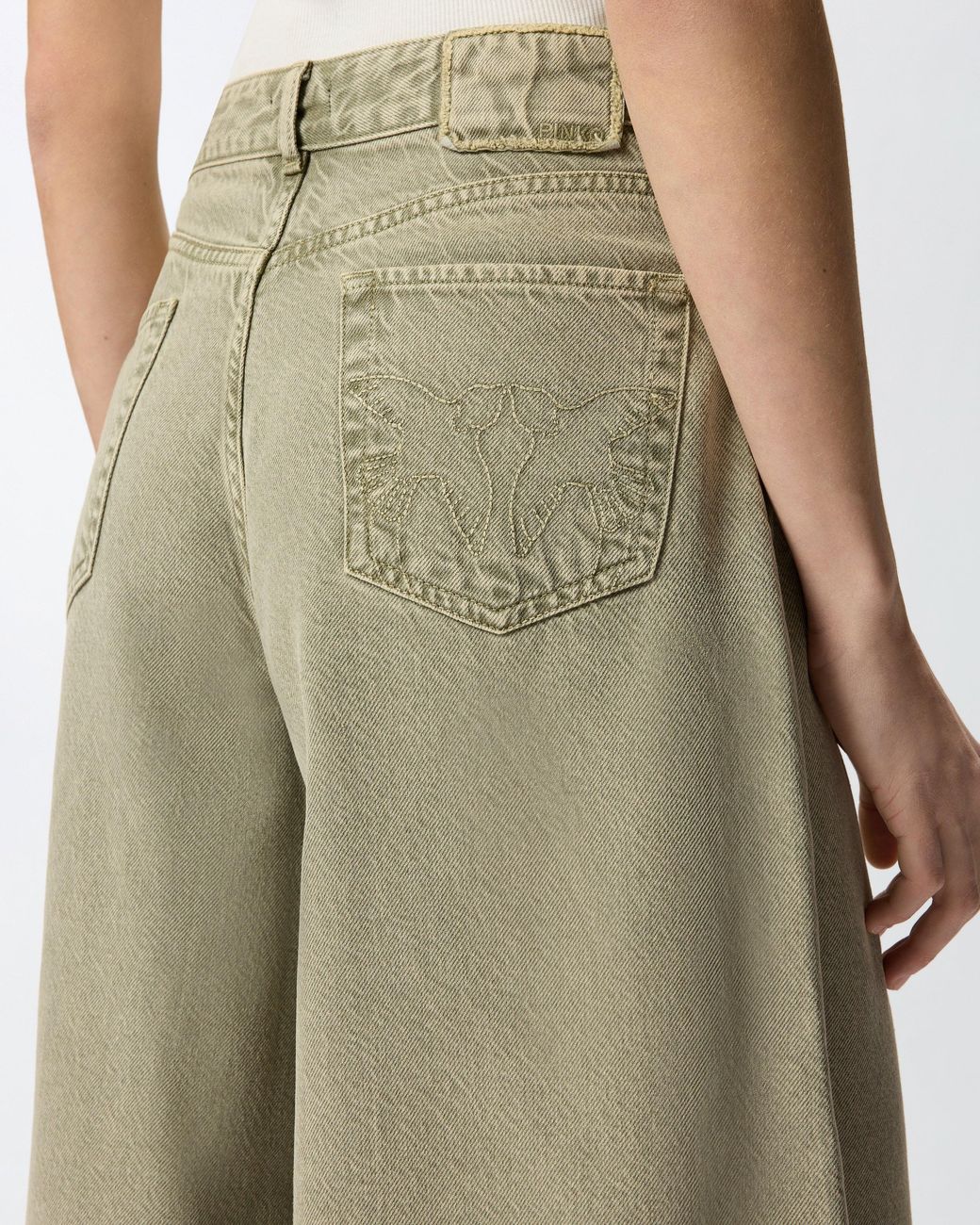 Pinko Natural Long Denim Bermuda Shorts