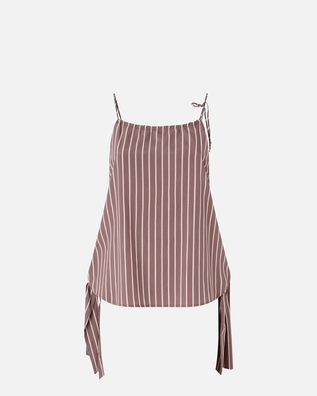 Pinko Brown Striped Top With Thin Shoulder Straps And Bows