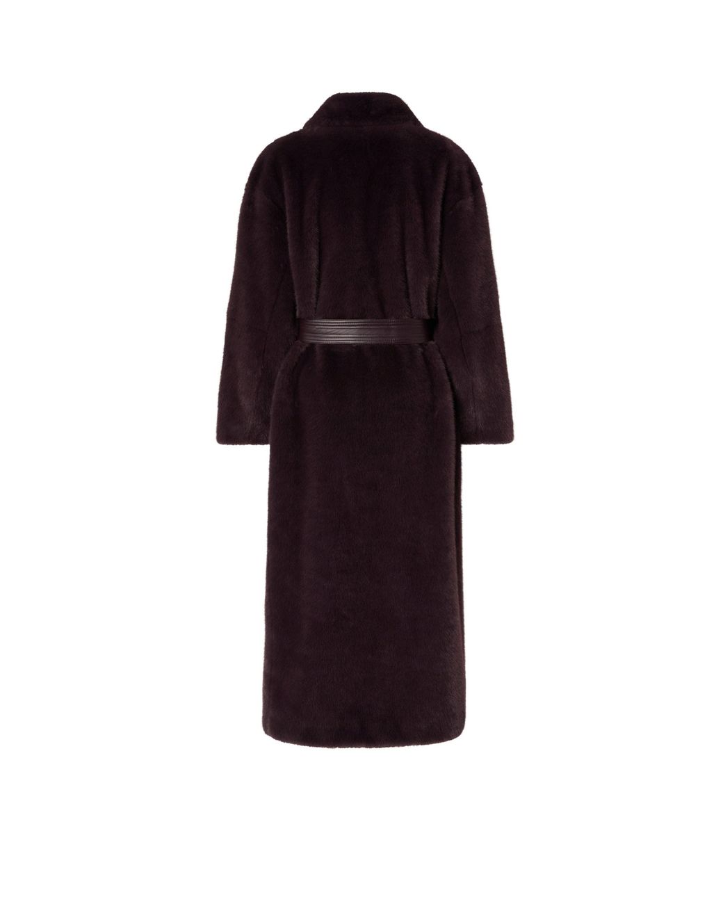 Pinko Red Long Faux Fur Coat With Belt
