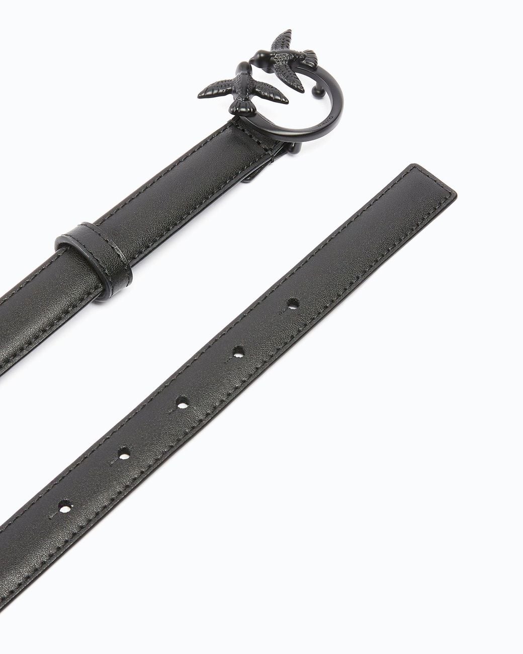 Pinko White 2 Cm Leather Belt With Matte Love Birds Buckle