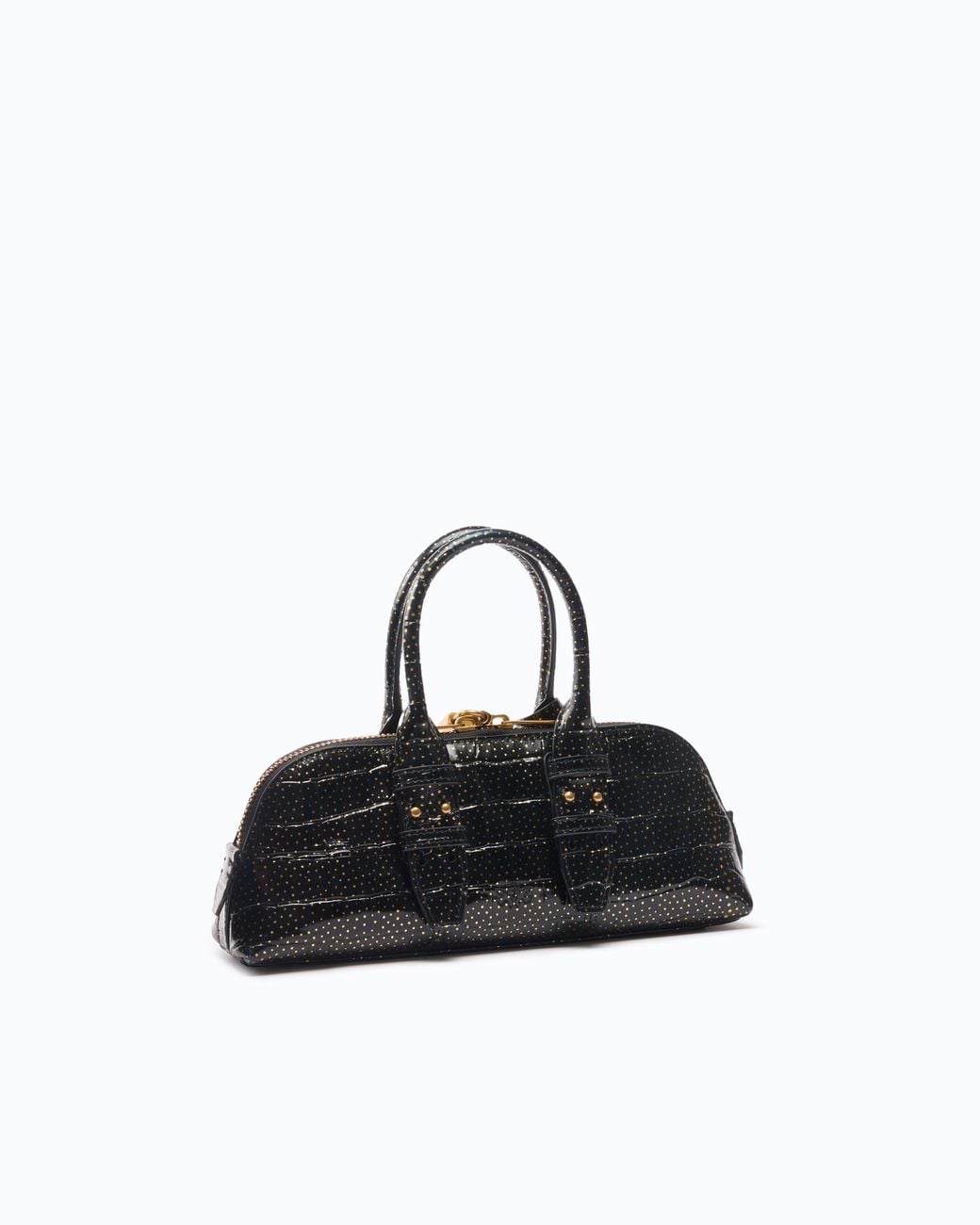 Pinko Black Medium Crocodile-Print Leather Bag With Polka Dots