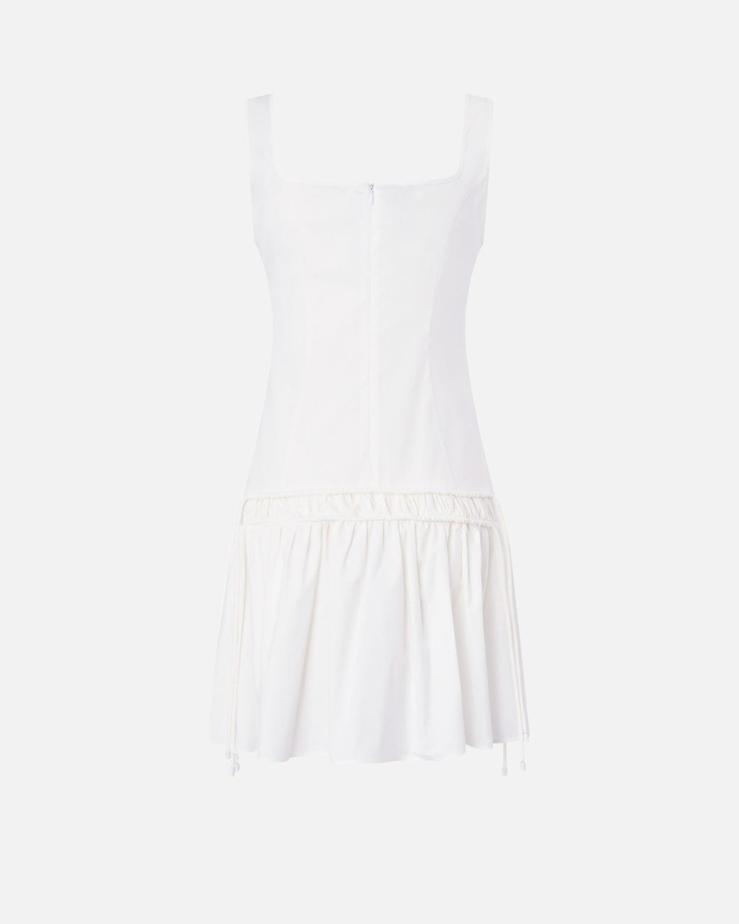 Pinko White Short Dress With Gathering And Drawstring