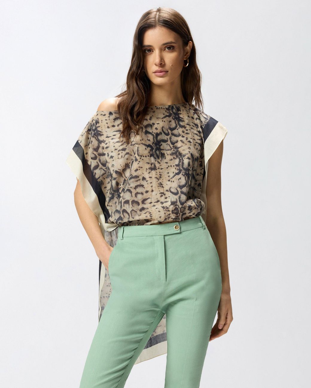 Pinko Natural Kaftan With Snake Print