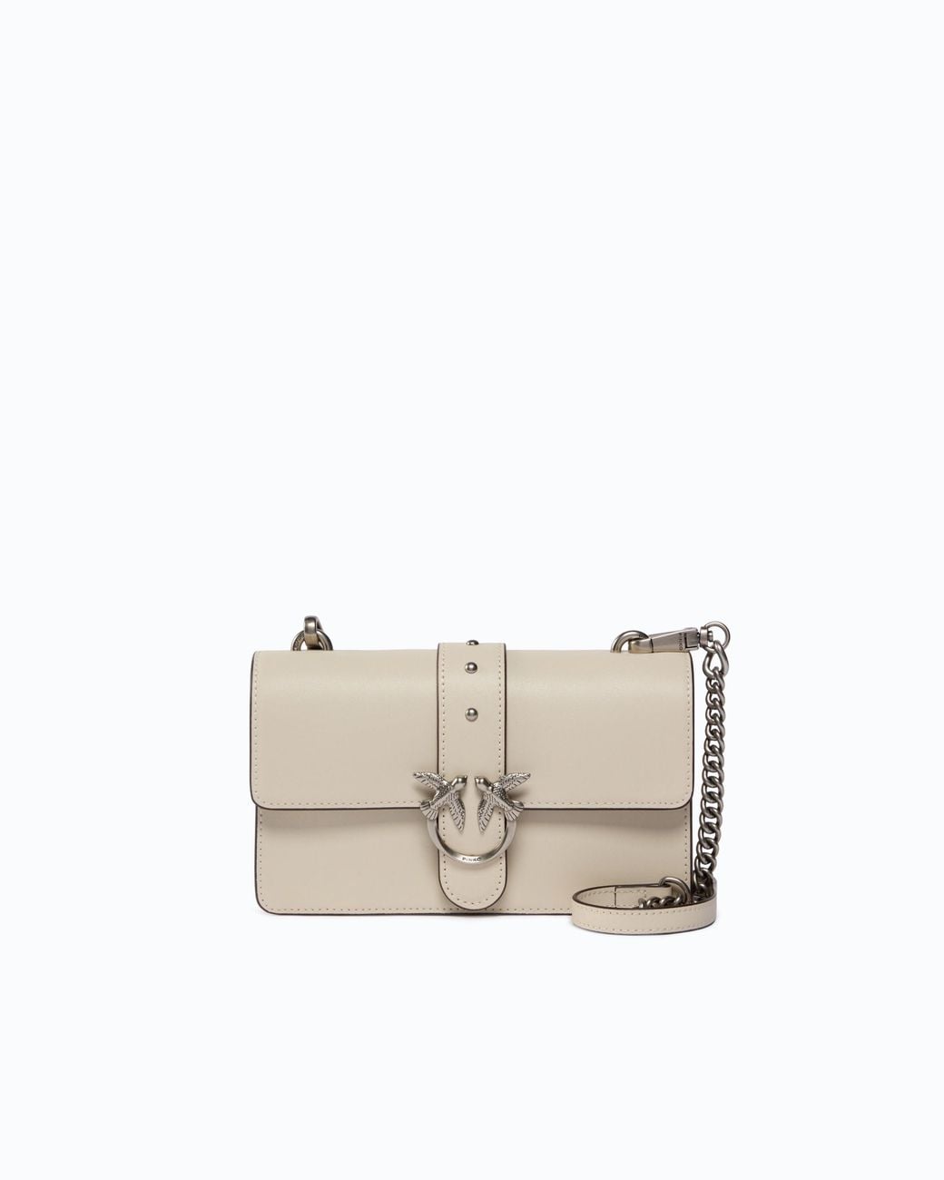 Pinko White Small Love Bag One Leather Shoulder Bag With New Buckle