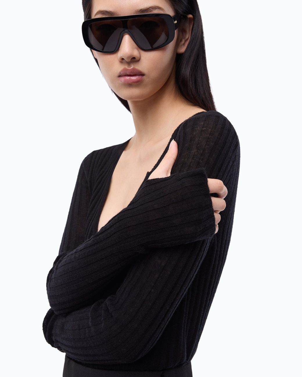 Pinko Black Ribbed Cardigan With Buttons
