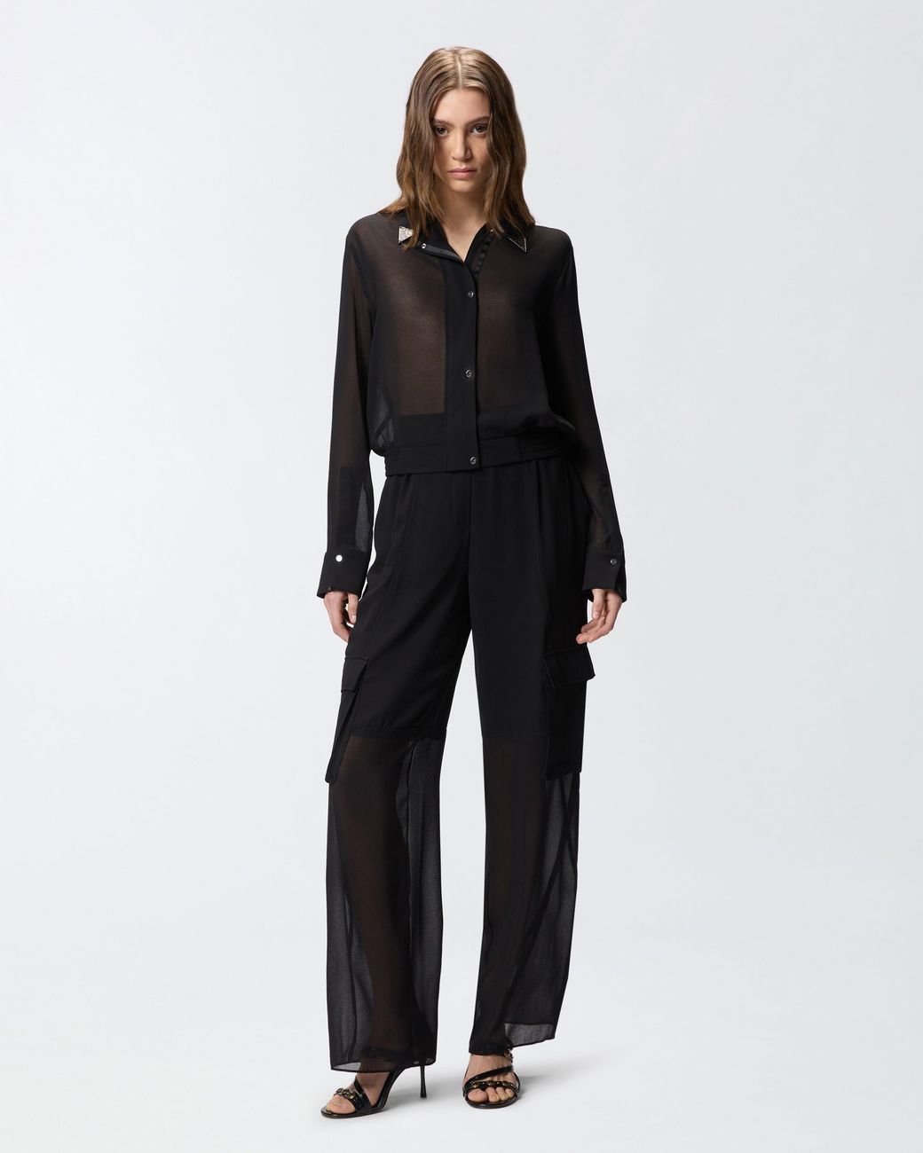 Pinko Black Lightweight Trousers With Cargo Pockets