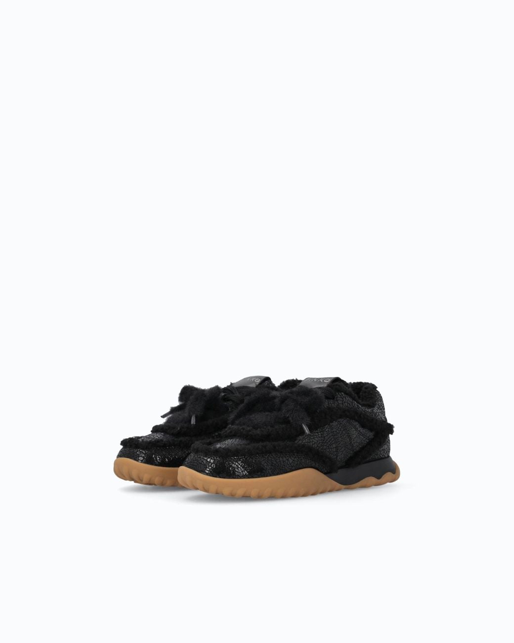 Pinko White Lather Sneakers With Faux Fur Details