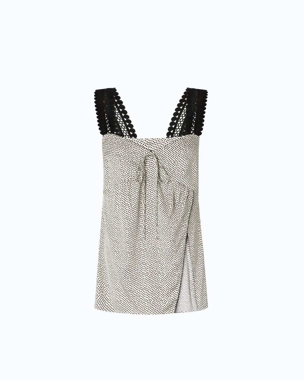 Pinko Gray Polka-Dot Lingerie Top With Lace