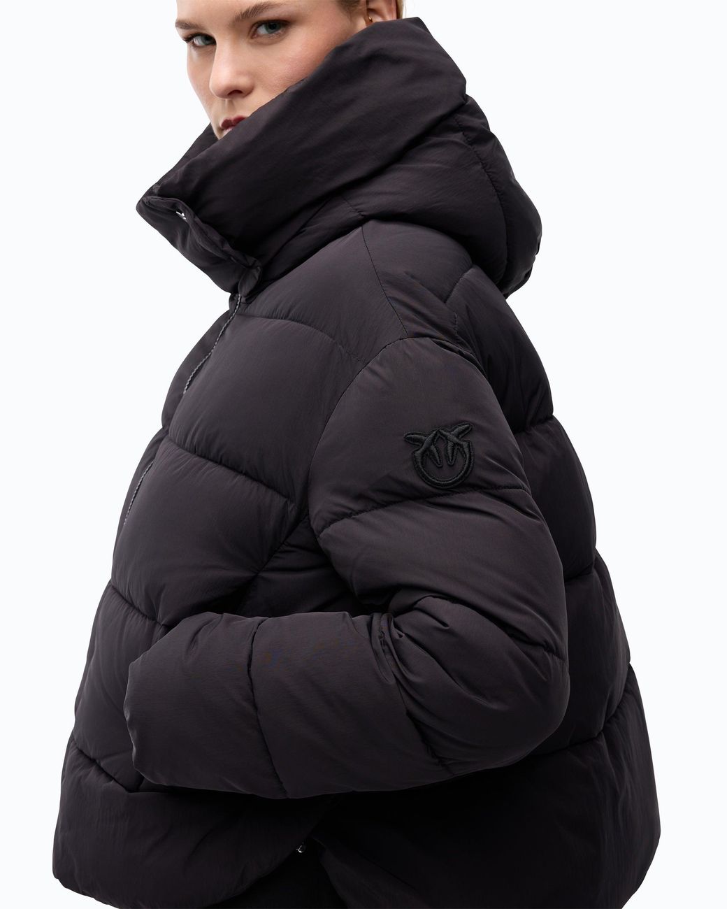 Pinko Blue Technical Canvas Jacket With Hood