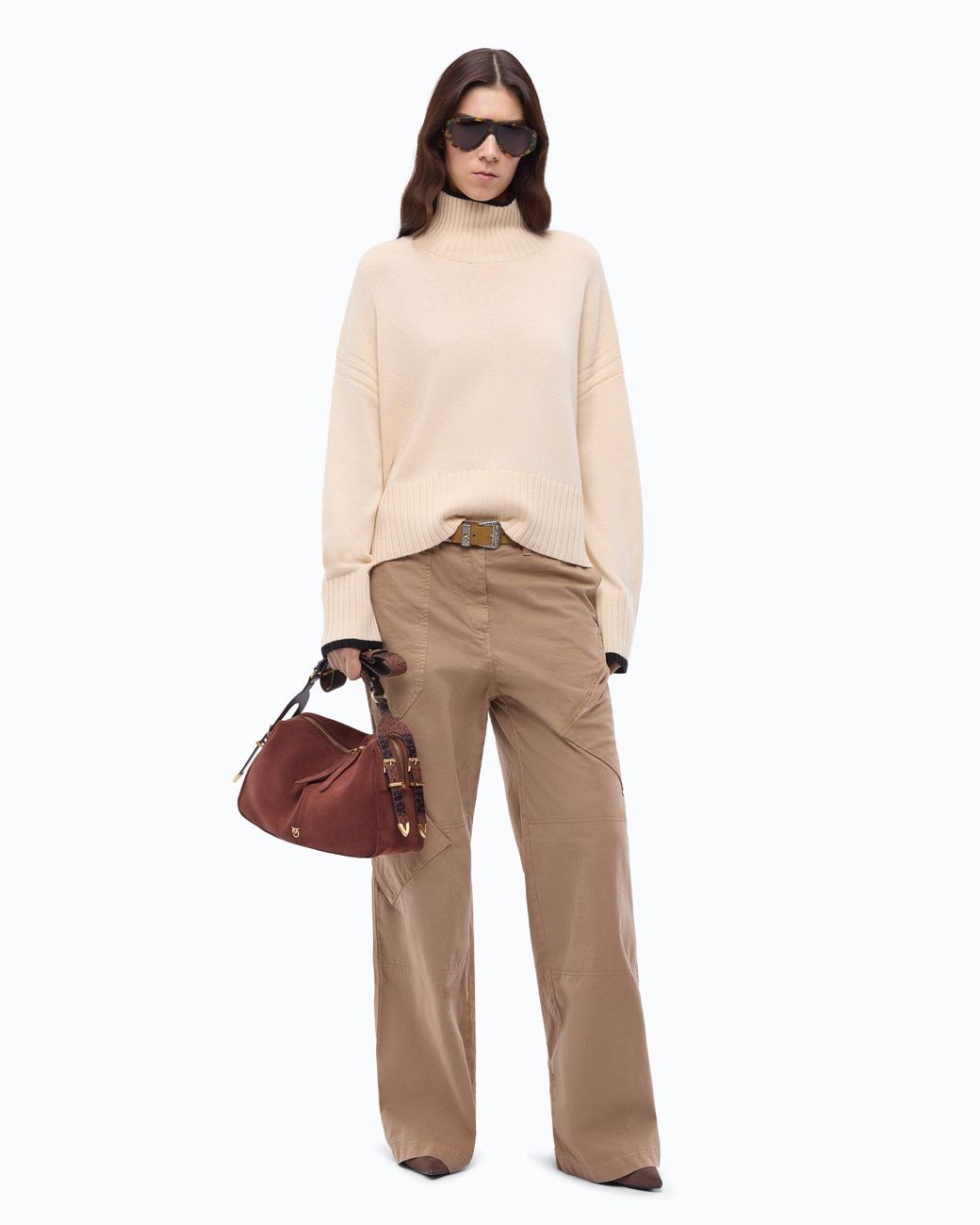 Pinko Natural Wool And Cashmere Turtleneck Sweater