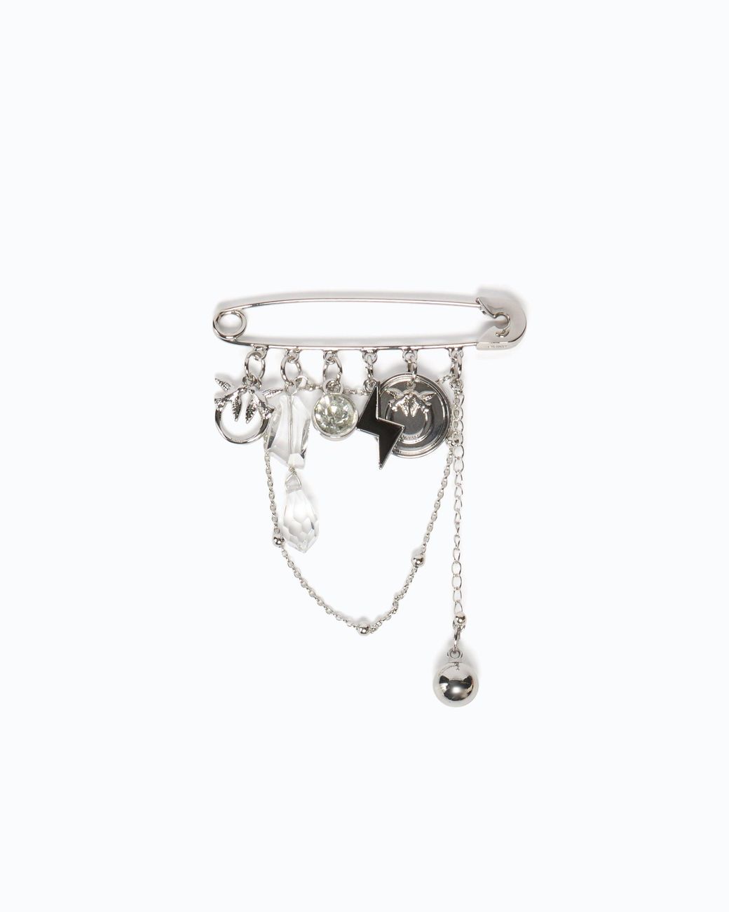 Pinko White Jewel Brooch With Chains And Charms
