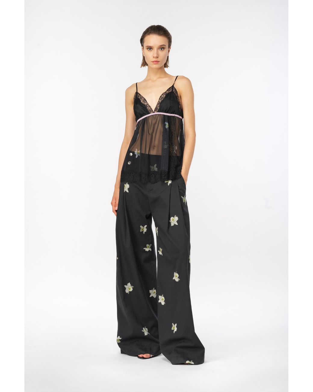 パンツ PINKO Reimagine by Pinko X Patrick McDowell cotton trousers Reimagine by PINKO X Patrick McDowell blue trousers with