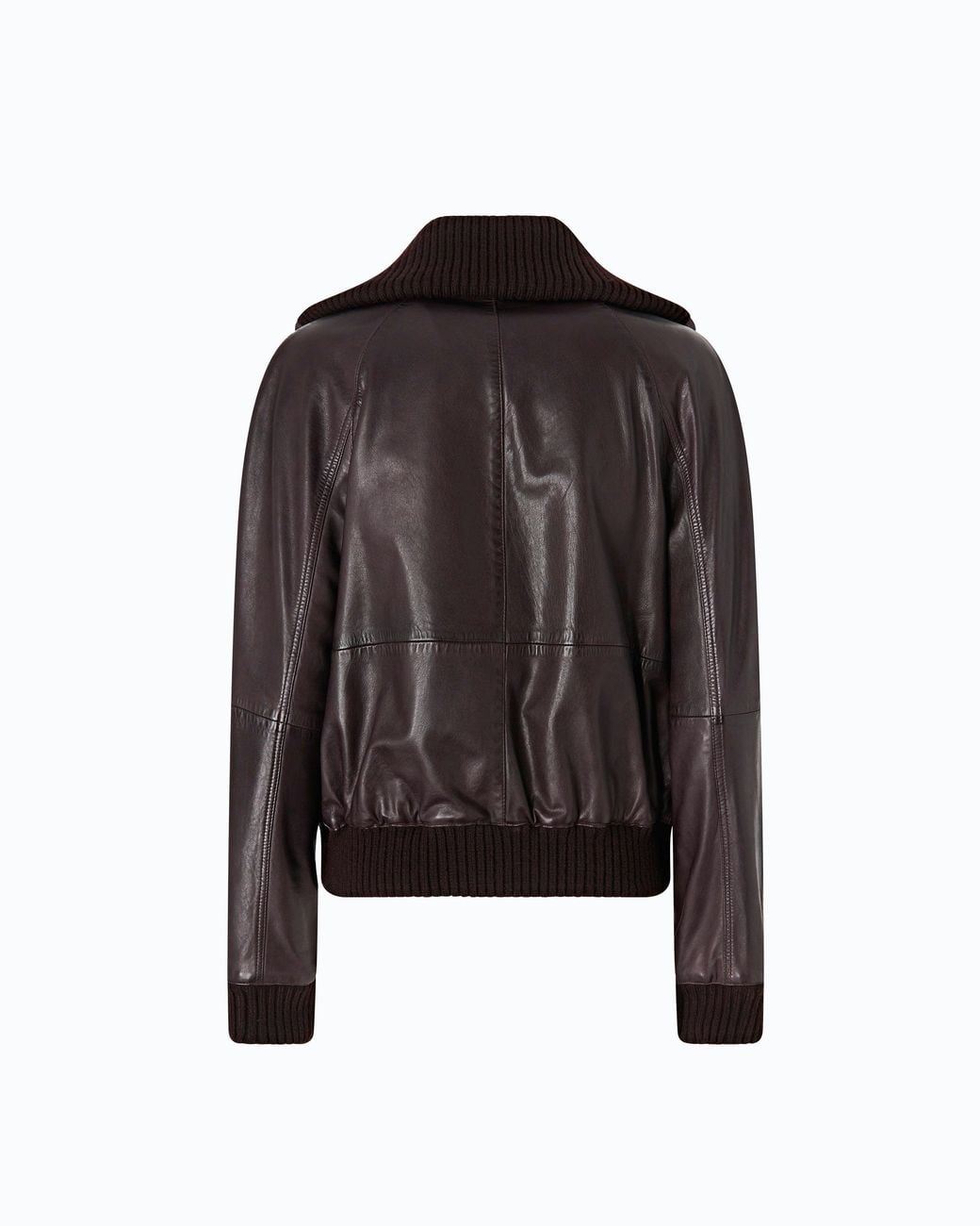 Pinko Black Leather Bomber Jacket With Fold-Down Collar
