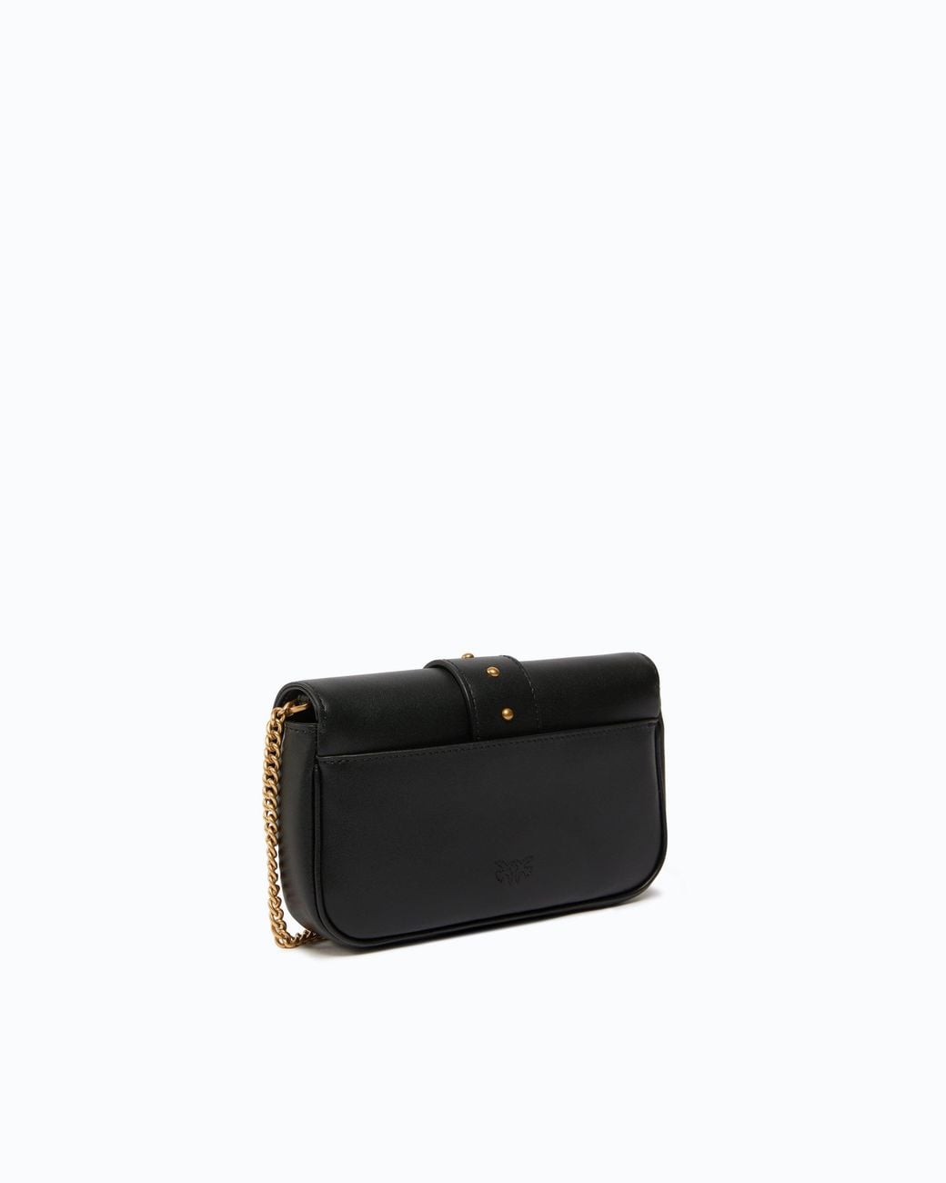 Pinko Black Love Bag Pocket Small Leather Shoulder Bag With Jewel Buckle