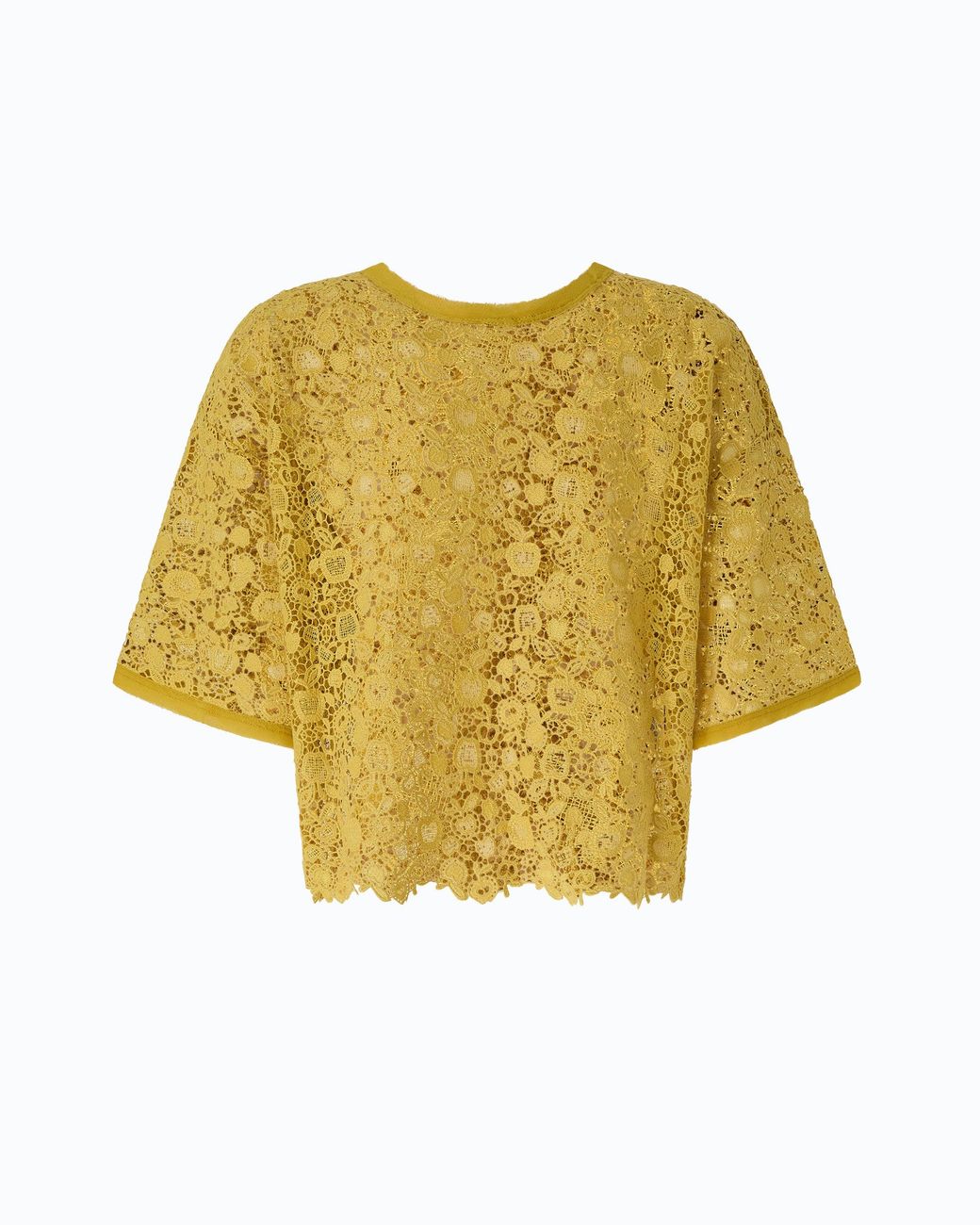 Pinko Yellow Macramé Top With Apple Motif