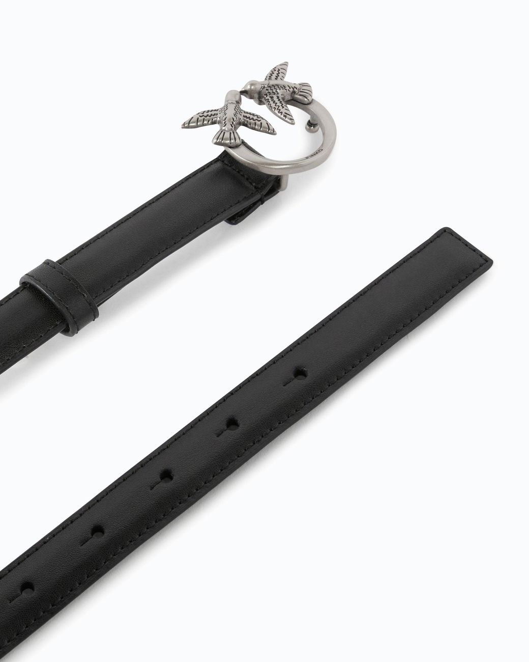 Pinko White Love Birds Thin Leather Belt 2Cm