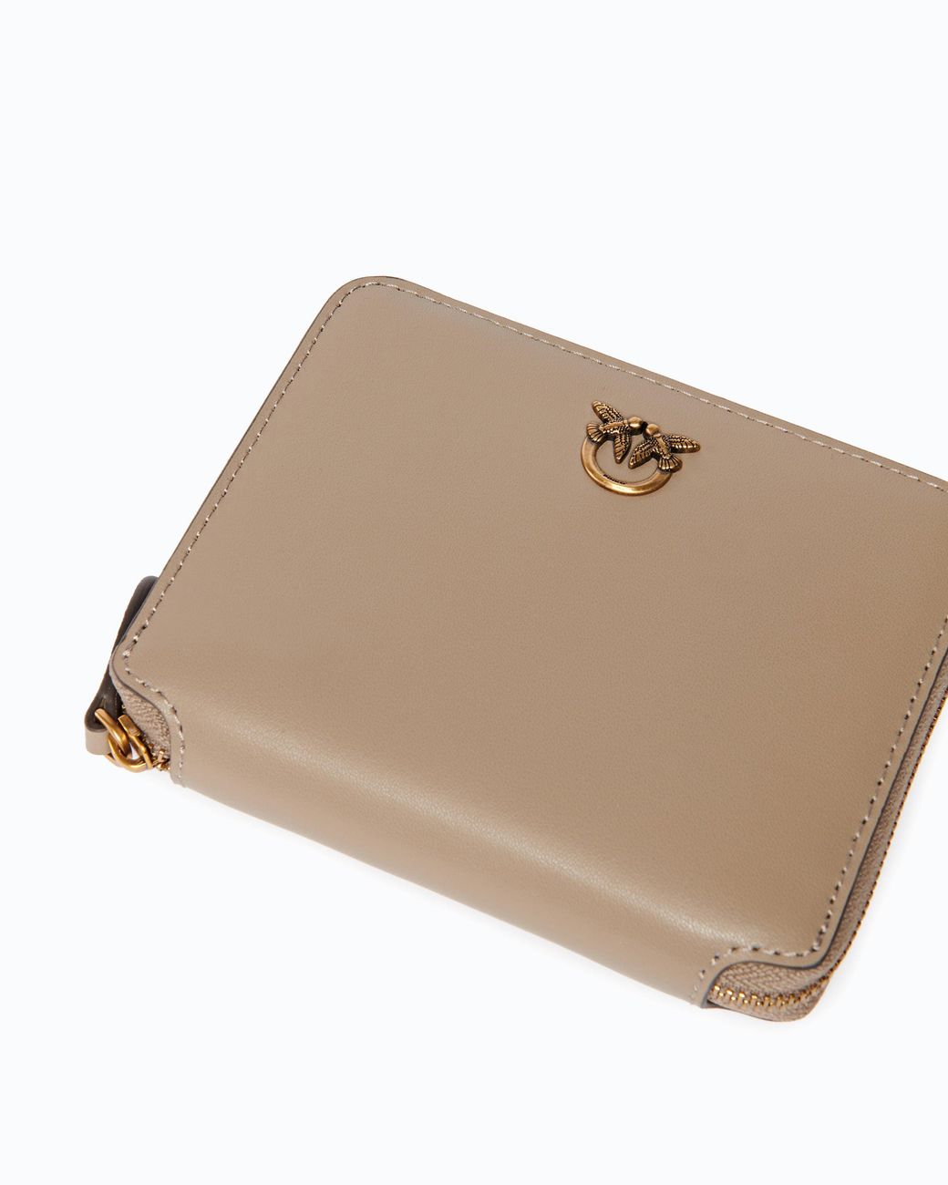 Pinko White Square Leather Zip-Around Purse