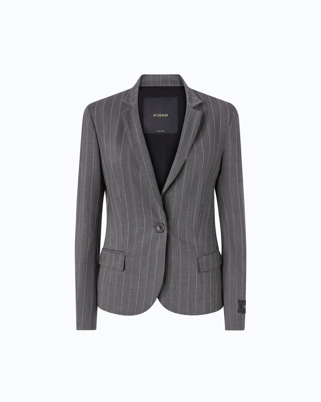 Pinko Gray Pinstriped Wool-Blend Jacket