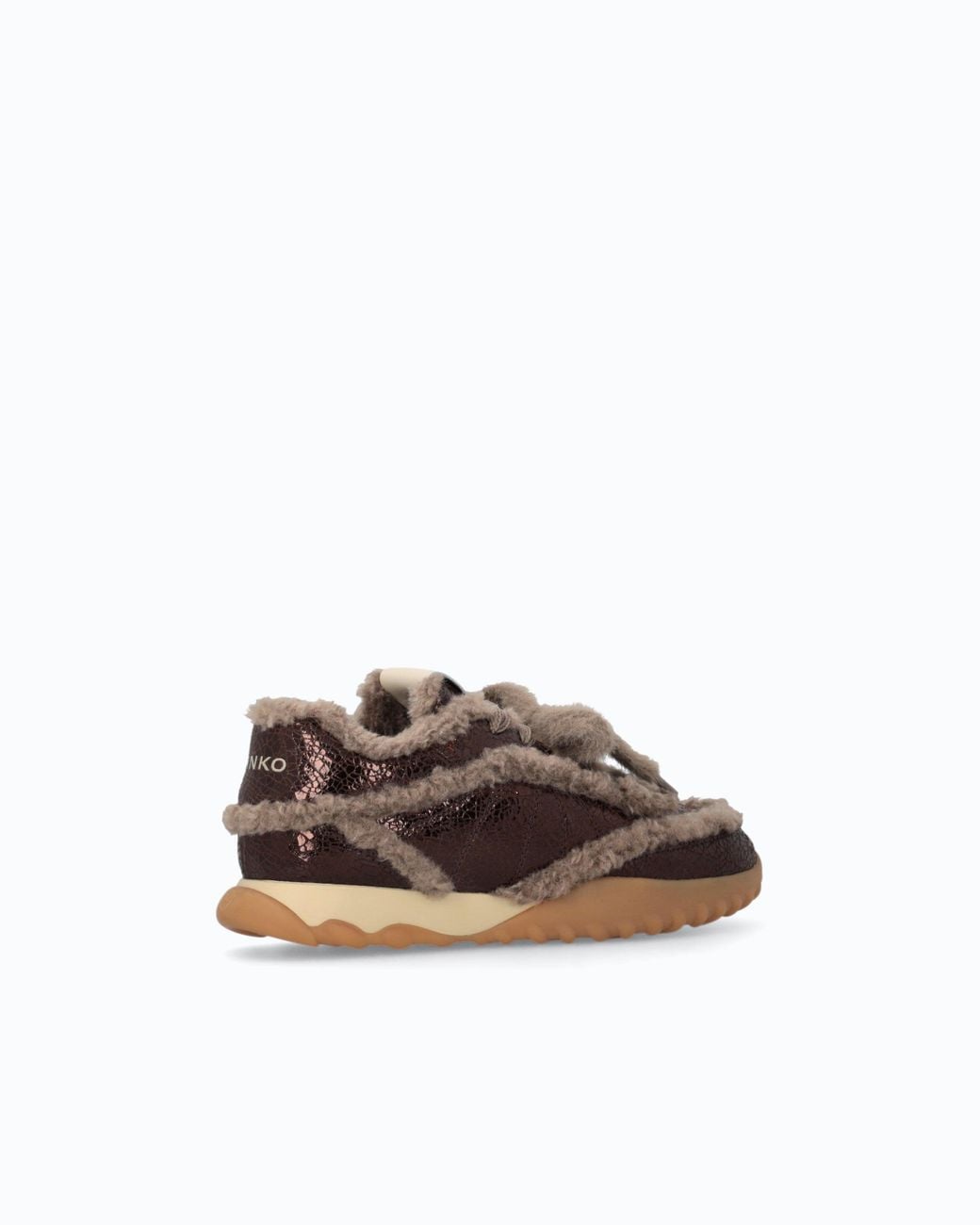 Pinko White Lather Sneakers With Faux Fur Details