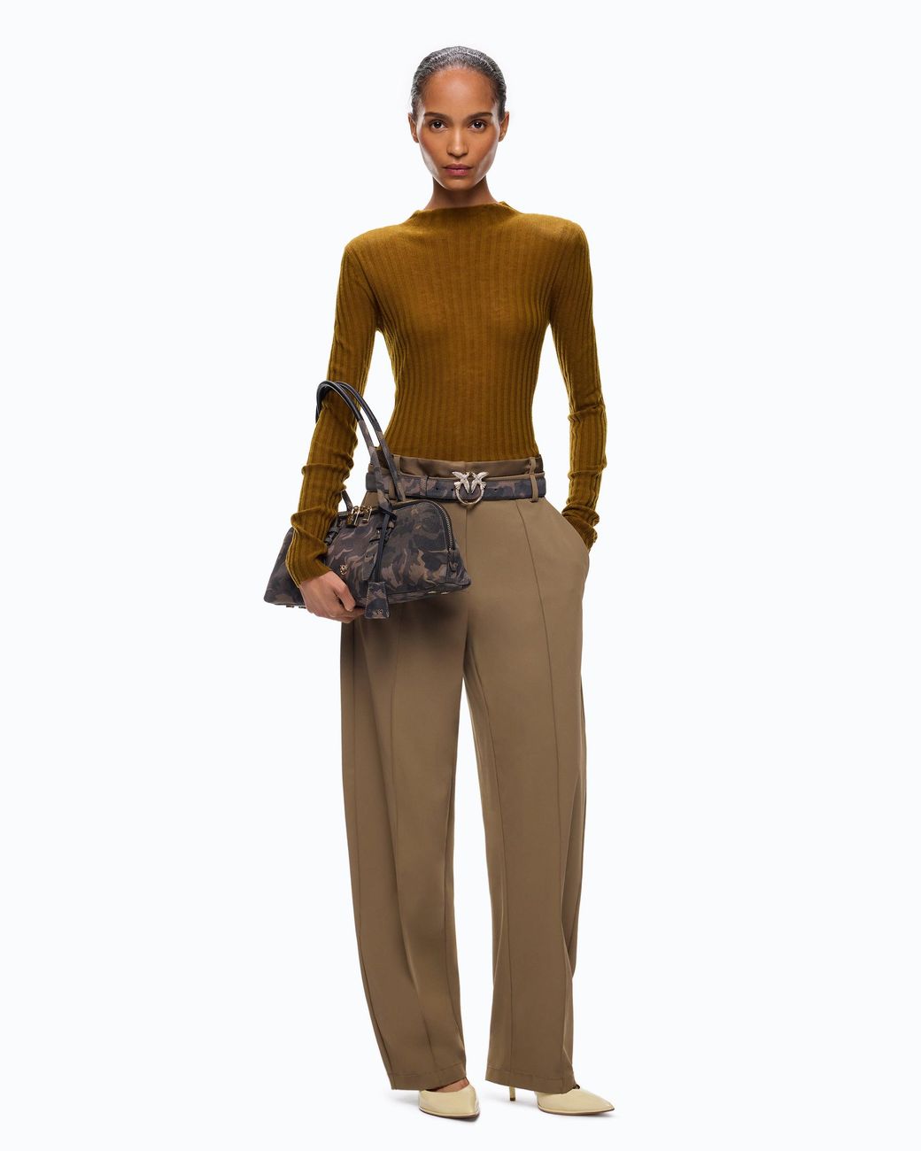 Pinko Natural Lightweight Ribbed Sweater