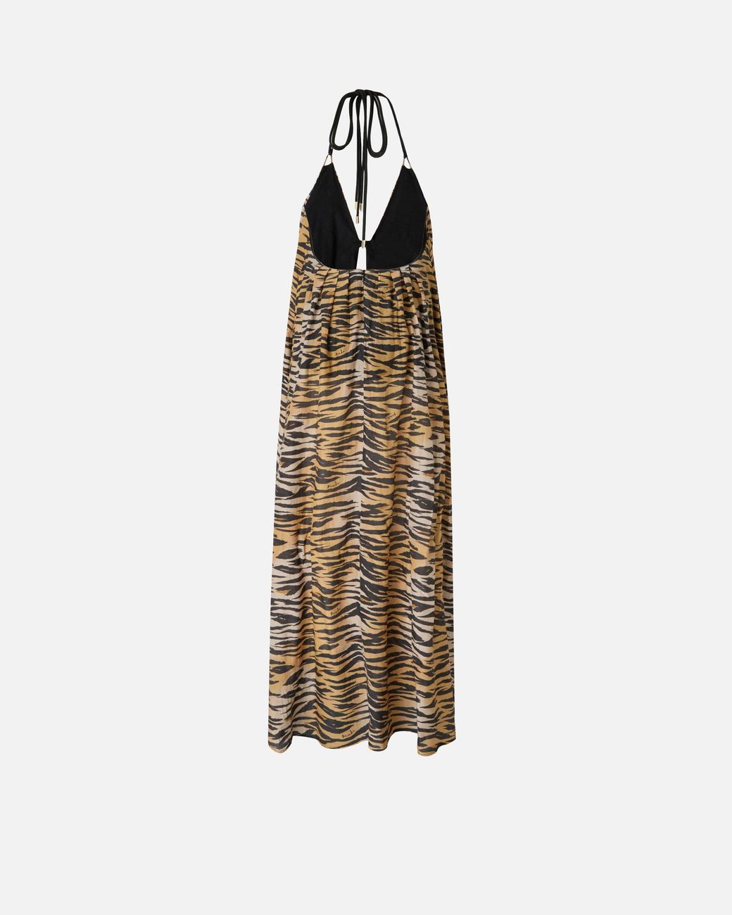 Pinko White Long Halterneck Dress With Animal Print