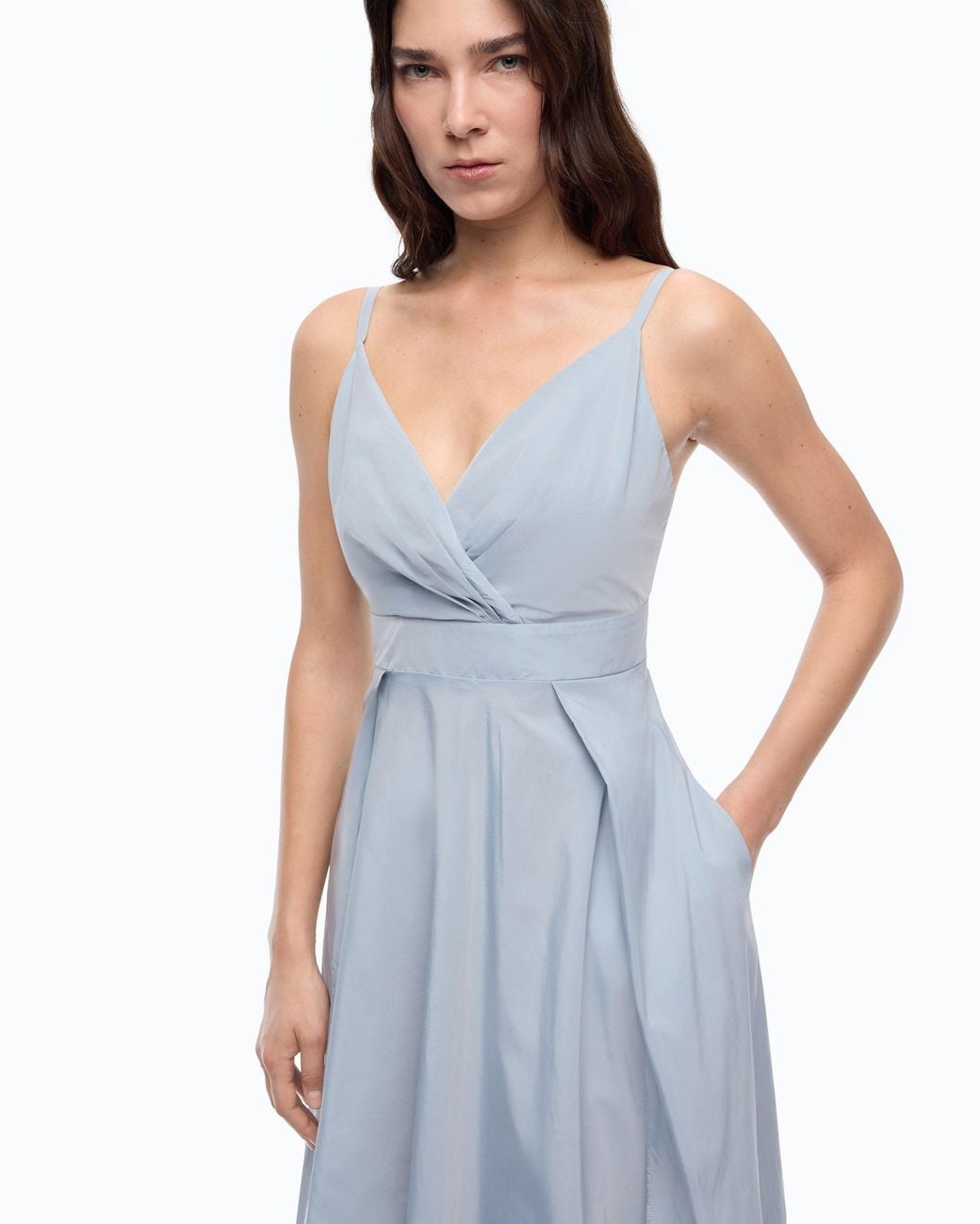 Pinko Blue Long Taffeta Dress With Slit