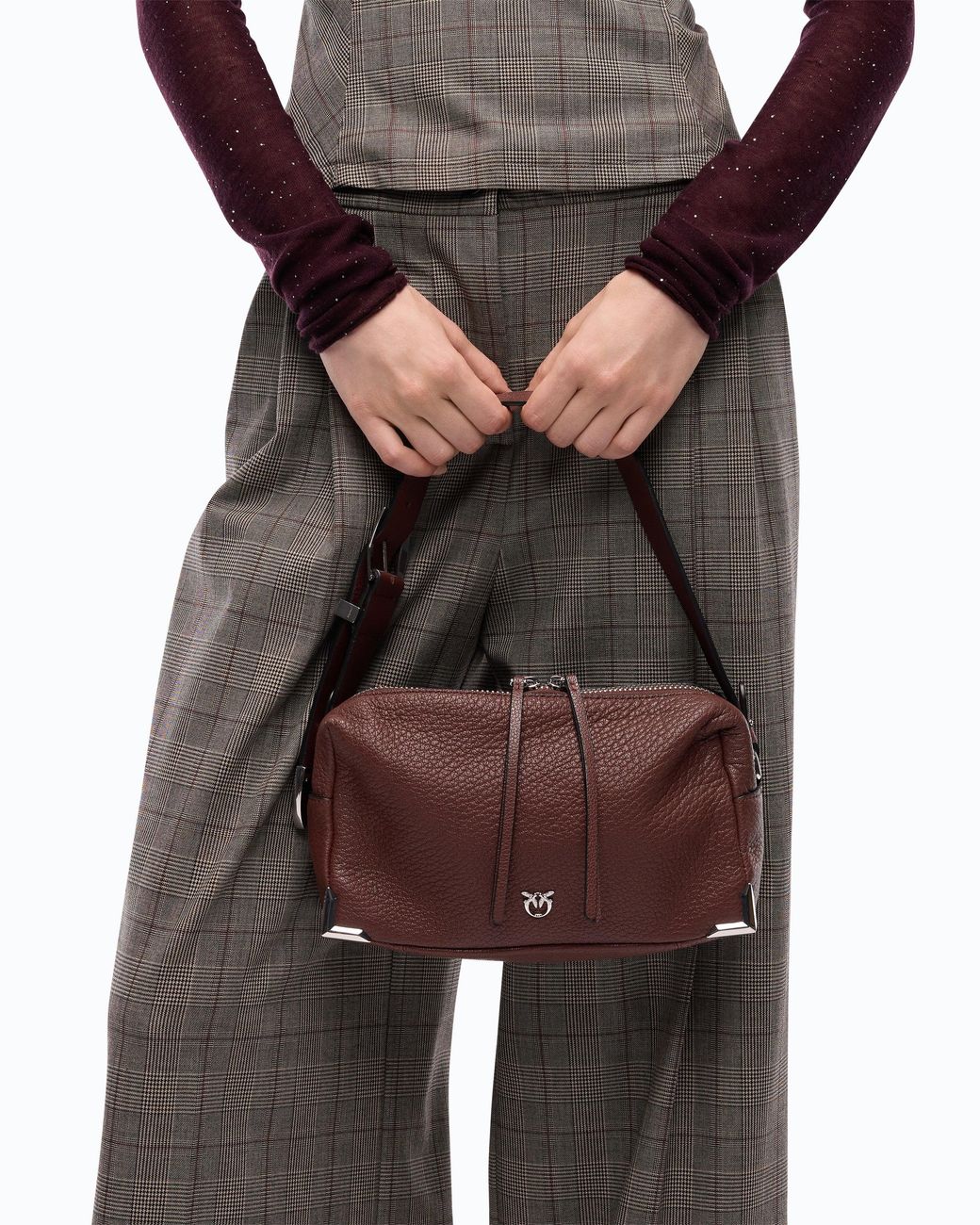 Pinko Brown Medium Crossbody Boston Bag