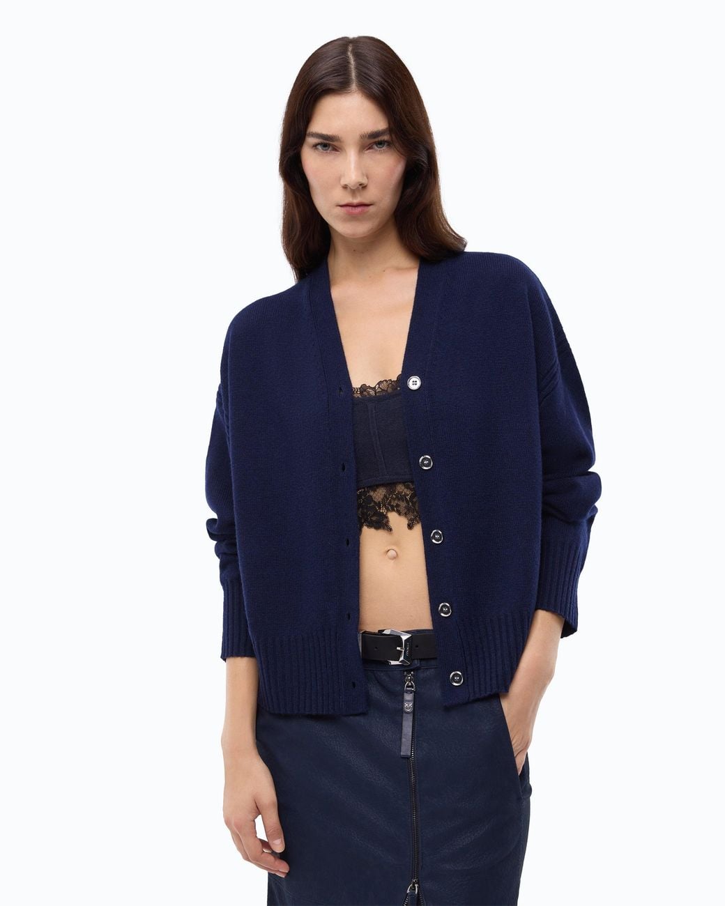 Pinko Blue Wool And Cashmere Cardigan